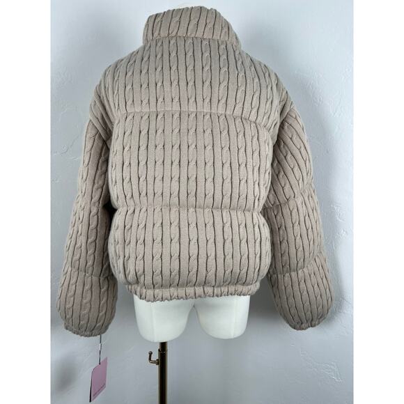 NWT AVEC LES FILLES Cable Knit Cropped Puffer Jacket (Womens: XL) - Picture 10 of 16